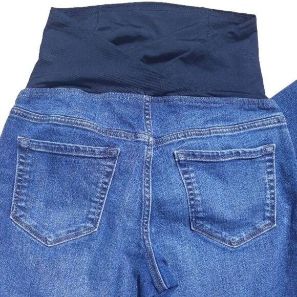 Isabel Maternity Jeans 2 Cotton Straight Leg Elastic Comfort Panel Medium Wash - Picture 5 of 6
